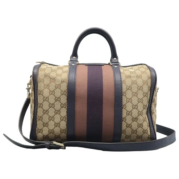 100% Authentic GUCCI Boston Brown GG Canvas Satchel 571-091824 - Picture 1 of 12